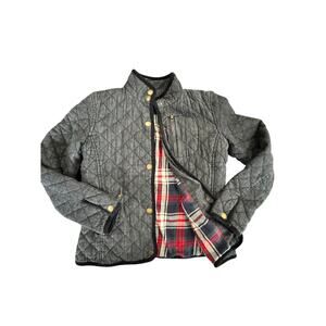 Lauren Ralph Lauren Quilted Barn Coat collar Dark Gray Winter Plaid Lining XS